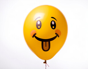 yellow party balloons with emoticon faces. Happiness. With white background