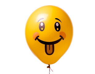 yellow party balloons with emoticon faces. Happiness. With white background