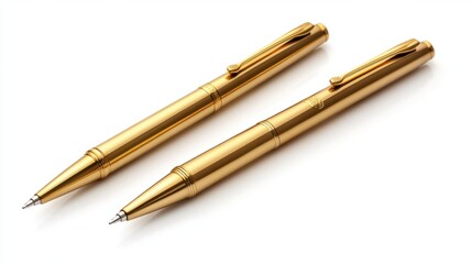 Two Gold Pens Resting on a White Document