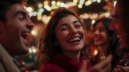 Young men and women showing unity. 