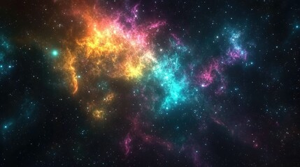 Naklejka premium A stunning galaxy of stars and colorful nebulas, glowing against the backdrop of deep space, symbolizing the mysteries of the universe