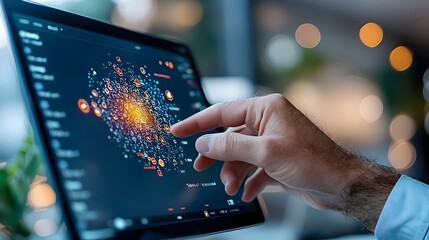 Holographic HR employee records virtual documentation floating in a futuristic 3D digital space Concept of paperless