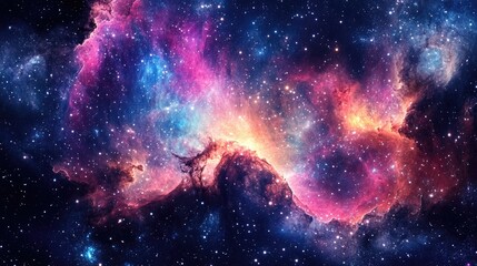 Fototapeta premium Stunning galaxy of stars, swirling nebulas, and radiant colors in deep space, representing the wonders of the universe