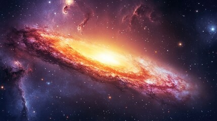 Fototapeta premium A breathtaking galaxy with glowing stars and swirling nebulas, illuminated by radiant colors in the depths of space, symbolizing cosmic wonders