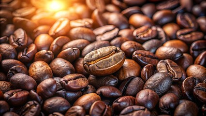 A Close-Up View of Roasted Coffee Beans with a Warm Glow of Light Reflecting off Their Rich Surfaces, Highlighting the Deep Brown Hues and Natural Textures