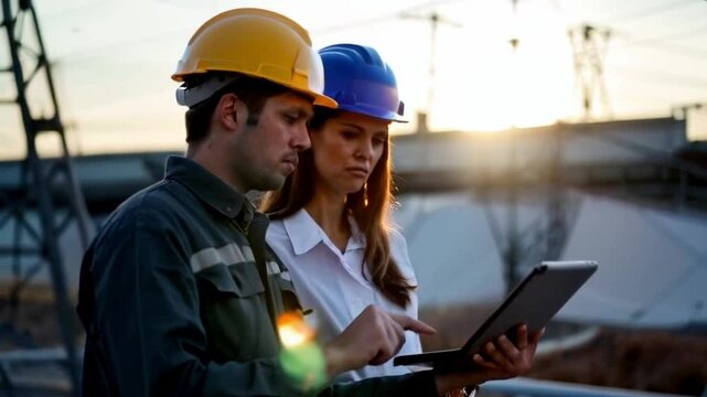 collaborative discussion between electrician and engineer at a construction site