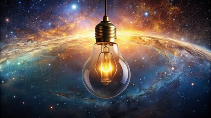 The Infinite Potential Within a Single Lightbulb, Illuminated by the Cosmic Canvas of a Starry Galaxy