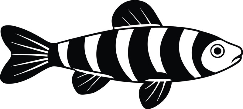 black and white striped fish swimming clip art preview