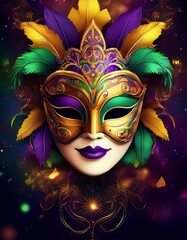 Mardi Gras Poster Design with Masquerade Mask