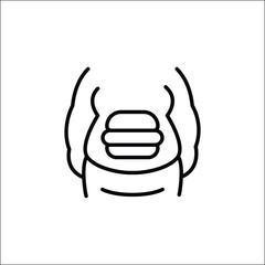 Junk Food Belly icon. Simple icon representing weight gain or unhealthy eating, ideal for social media, app, and web design. Vector illustration