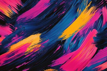 Abstract Art with Vibrant Brushstrokes in Pink, Blue, and Yellow
