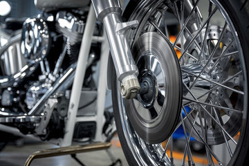 Fototapeta premium Motorcycle wheels being polished to a shiny finish