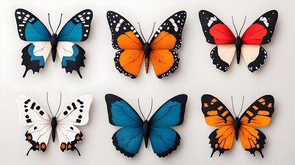 Vibrant and Colorful Papercut Butterfly Silhouette with Textured Abstract Backdrop  Delicate and Elegant Digital Perfect for Seasonal Floral or Decorative Designs