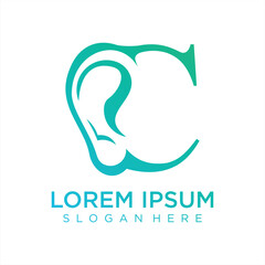 Ear care logo design template with creative element Premium Vector