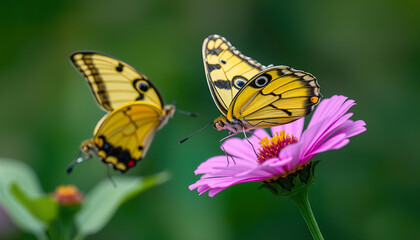 A butterfly is sitting on a yellow flower