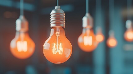 A group of burning bulbs with warm light on a black background. Successful funding. financial mortgage and inheritance investment planning concept. Template, poster, wallpaper for selling
