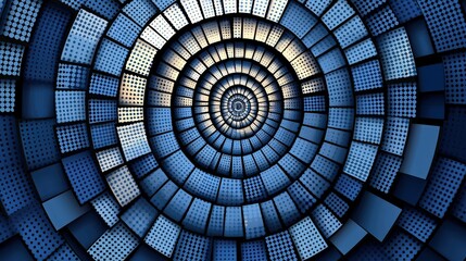 Naklejka premium Abstract Blue Dotted Spiral Pattern Geometric Background Design