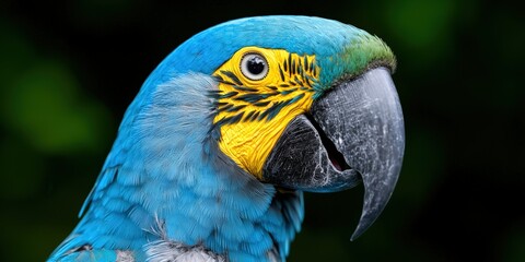 Blue and Yellow Macaw Parrot Close up Portrait