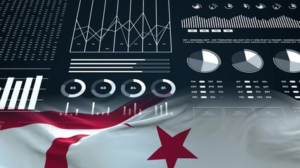 Turkish Republic of Northern Cyprus flag - Waving flag on report analytics data statement