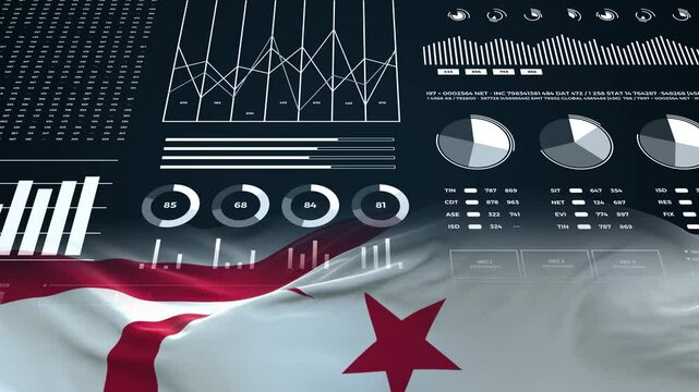 Turkish Republic of Northern Cyprus flag - Waving flag on report analytics data statement