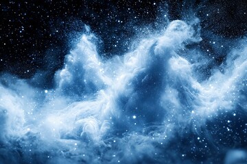 Obraz premium Abstract Blue Nebula with Glowing Stars