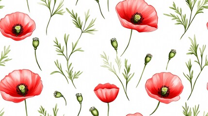 Vibrant Poppy Floral Pattern for Creative Design Projects