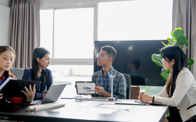 Business Diverse group meeting corporate at workplace