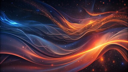 Vivid dynamic gradient blue red wave with particles energy on dark background. Abstract desktop background. colorful abstract motion curves light beam of fast moving on dark background