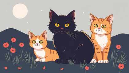 Adorable Kitten in a Fun Cartoonish Style