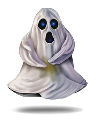 Urinary Incontinence concept as a stressed Cute Classic Ghost that is very scared with an accidental urine stain.