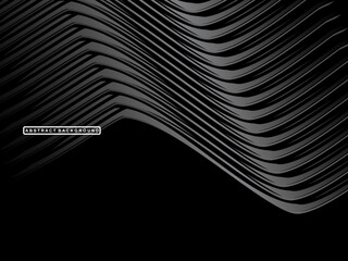 Abstract futuristic dark black background with wave design. Realistic 3d wallpaper with luxurious flowing lines. Perfect background for posters, websites, brochures, banners, applications, etc.