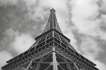 A black and white photo of the eiffel tower