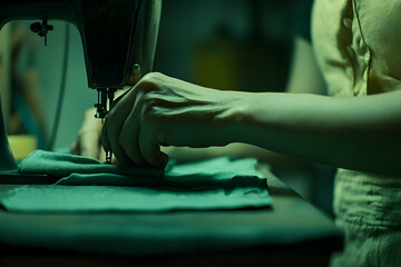 A skilled seamstress is sewing the most unique and beautiful hand-woven fabrics.