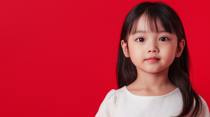 Asian kid girl on isolated background