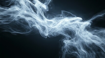 swirling ethereal smoke, black background, mysterious atmosphere, wispy tendrils, foggy haze, monochrome composition, soft edges, atmospheric effect, dark mood, abstract shapes