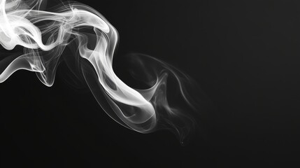 Obraz premium swirling ethereal smoke, black background, mysterious atmosphere, wispy tendrils, foggy haze, monochrome composition, soft edges, atmospheric effect, dark mood, abstract shapes