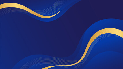 Elegant blue luxury wave background with gold lines. Abstract modern wallpapers. Suitable for templates, banners, sales, ads, events, awards, web, pages, and others