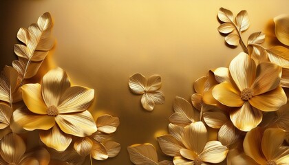 金色の金箔と花golden gold leaf and flowers