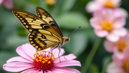 A butterfly is sitting on a flower