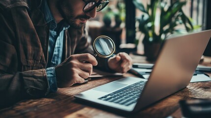 Business person conducts search engine research, extracting valuable data for strategic decisions. Utilizing search engines for comprehensive research and SEO data analysis. EIDE