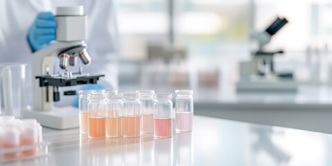 Scientist analyzing skincare samples in lab for beauty industry