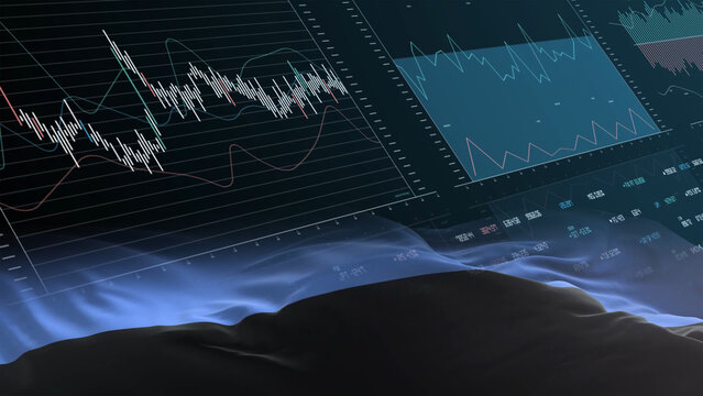 Estonia flag - Waving flag on report analytics data statement