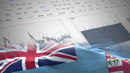Fiji flag - Waving flag on report analytics data statement