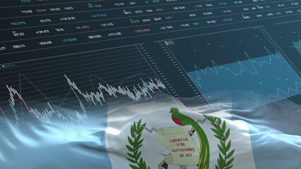 Guatemala flag - Waving flag on report analytics data statement