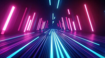 Futuristic Neon Light Tunnel Design