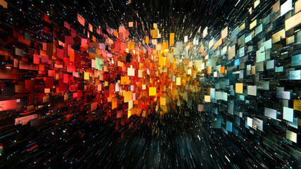 Obraz premium Alphabet scattered across a distorted grid, illustrating a warped reading path