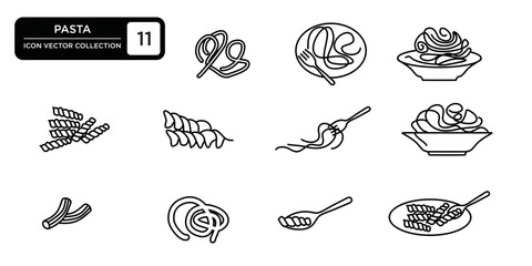 Pasta icons collection, editable and resizable vector icon templates.