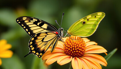 Fototapeta premium A butterfly is sitting on a flower