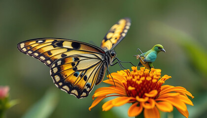Fototapeta premium A butterfly is sitting on a flower
