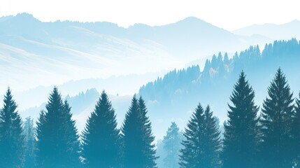 Serene Misty Forest Landscape at Dawn
